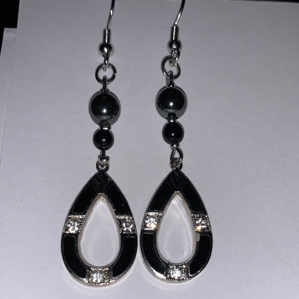 O.O.A.K. Black Rhinestone Drop Earrings